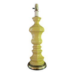 1970's Large Geometric Yellow Ceramic Table Lamp