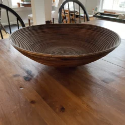 1970’s Large Pencil Reed Footed Bowl -chairish shop 1970s large pencil reed footed bowl 2229 scaled