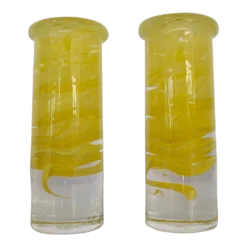 Kosta Boda 1970's Mid-Century Modern Pop Art Glass Candle Holders - A Pair