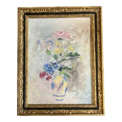 1970’s Original Abstract Impressionist Still Life Painting By Polly Jennings Original Vintage Frame