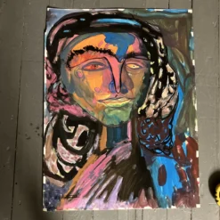 1970’s Original E.J.Hartmann Large Abstract Portrait Painting Signed 9 1970’s Original E.J.Hartmann Large Abstract Portrait Painting Signed -chairish shop 1970s original ejhartmann large abstract portrait painting signed 0733