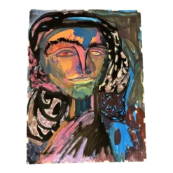 1970’s Original E.J.Hartmann Large Abstract Portrait Painting Signed