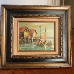 1970’s Original Sailboat Palette Knife Oil Painting Signed -chairish shop 1970s original sailboat palette knife oil painting signed 6209 scaled