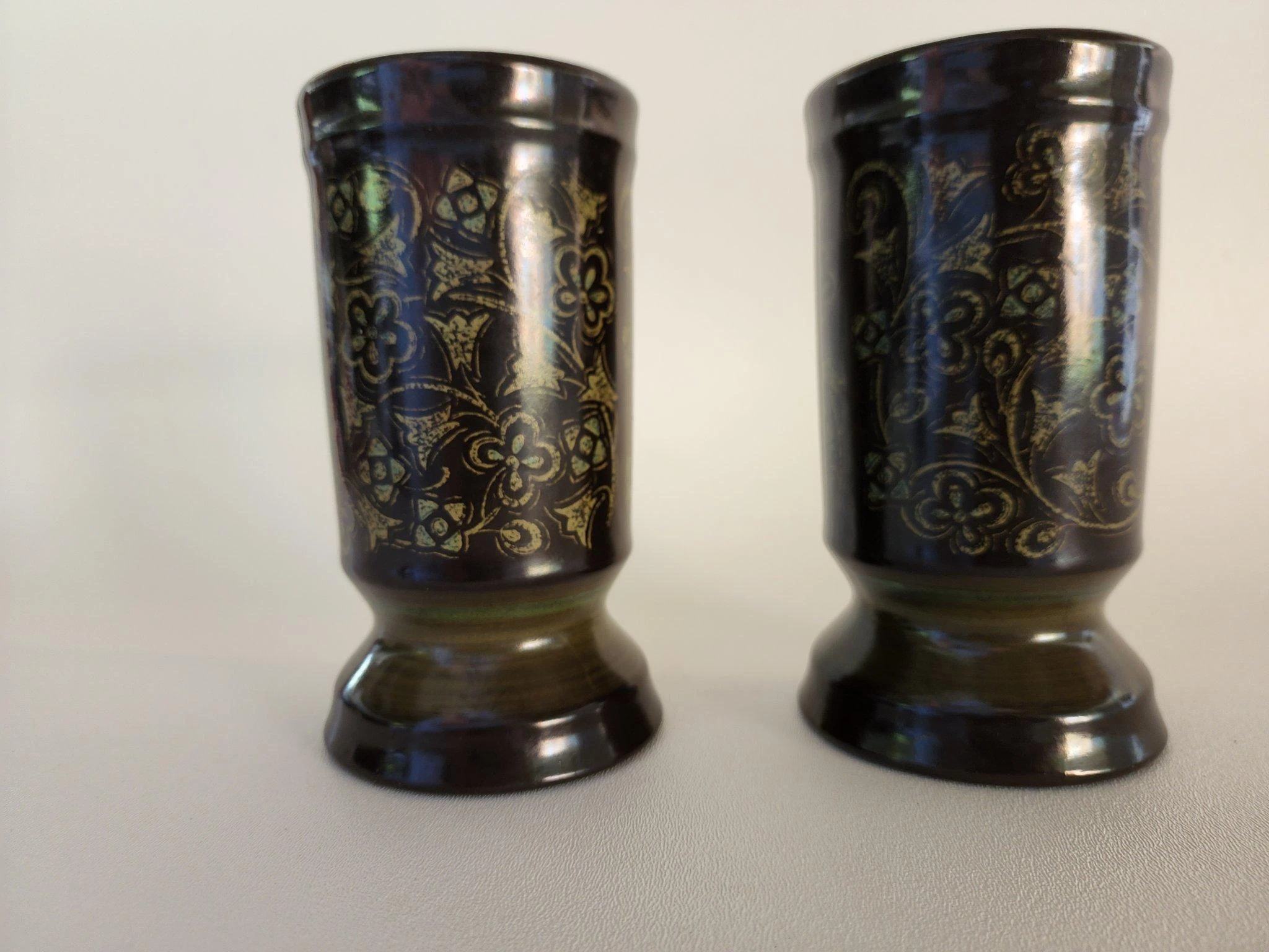1970's Spanish Style Pillar Candle Holder Pair In Franciscan Madeira Pattern 2 1970's Spanish Style Pillar Candle Holder Pair In Franciscan Madeira Pattern - Image 2