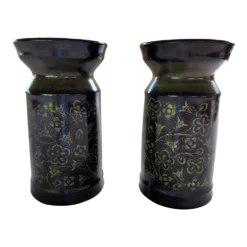 1970's Spanish Style Pillar Candle Holder Pair In Franciscan Madeira Pattern