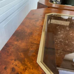 1970’s Thomasville Burlwood And Brass Side Tables -chairish shop 1970s thomasville burlwood and brass side tables 0958 scaled