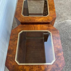 1970’s Thomasville Burlwood And Brass Side Tables -chairish shop 1970s thomasville burlwood and brass side tables 4128 scaled