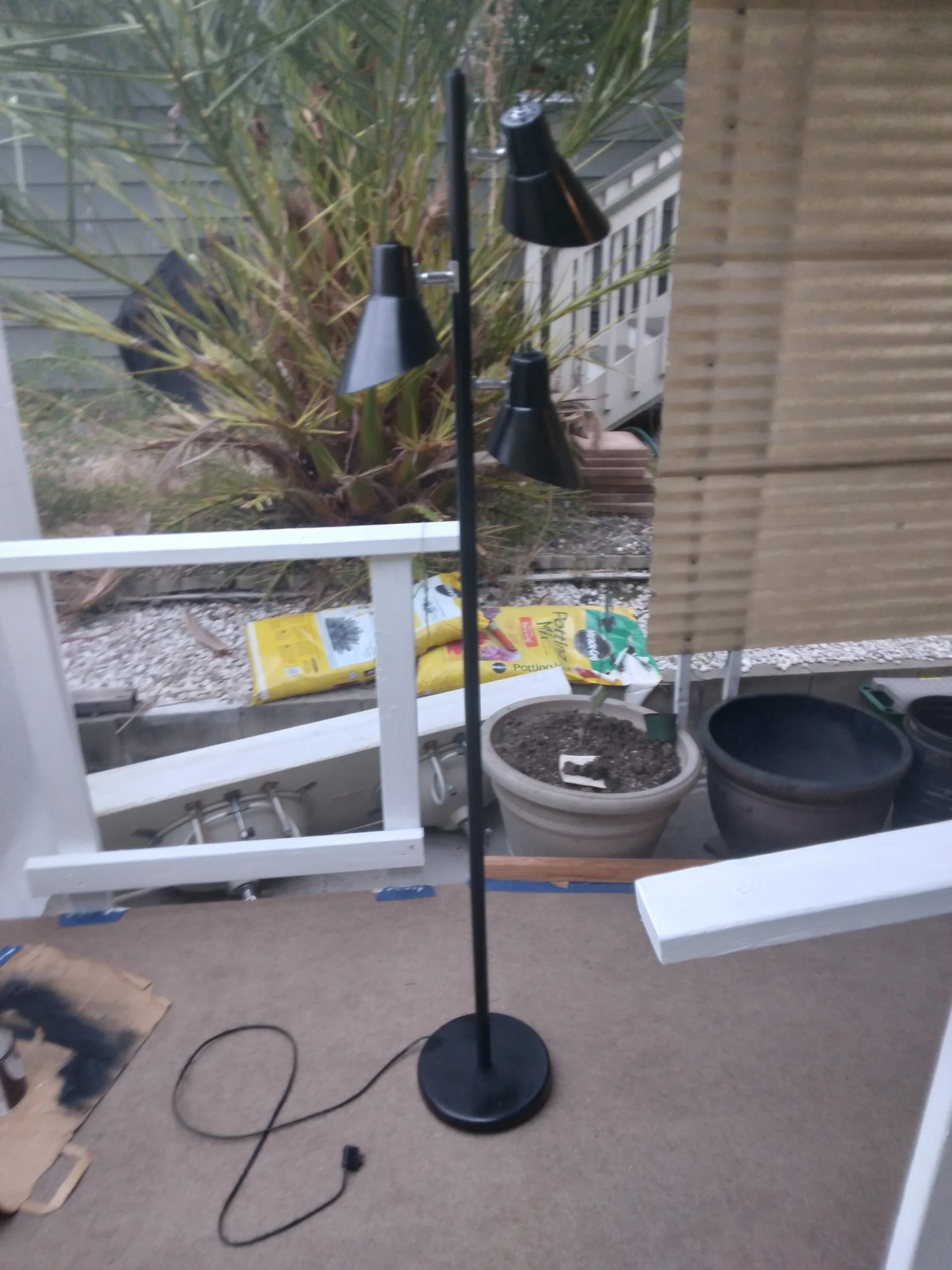 1970's Three Shaded Black Floor Lamp 4 1970's Three Shaded Black Floor Lamp - Image 4