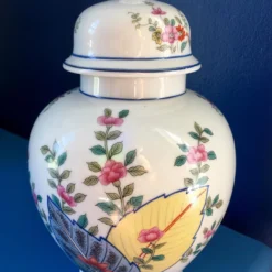 1970’s Tobacco Leaf Seymour Mann Ginger Jar -chairish shop 1970s tobacco leaf seymour mann ginger jar 6605 scaled