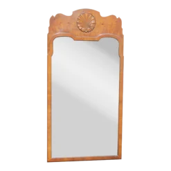1970's Traditional Tall Carved Exotic Burlwood Wall Mirror By Baker Furniture Company
