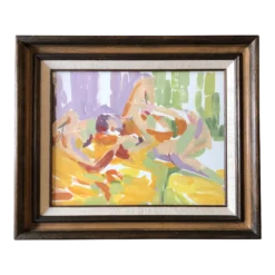 1970’s Vintage Abstract Expressionist Male Nude Painting Vintage Frame