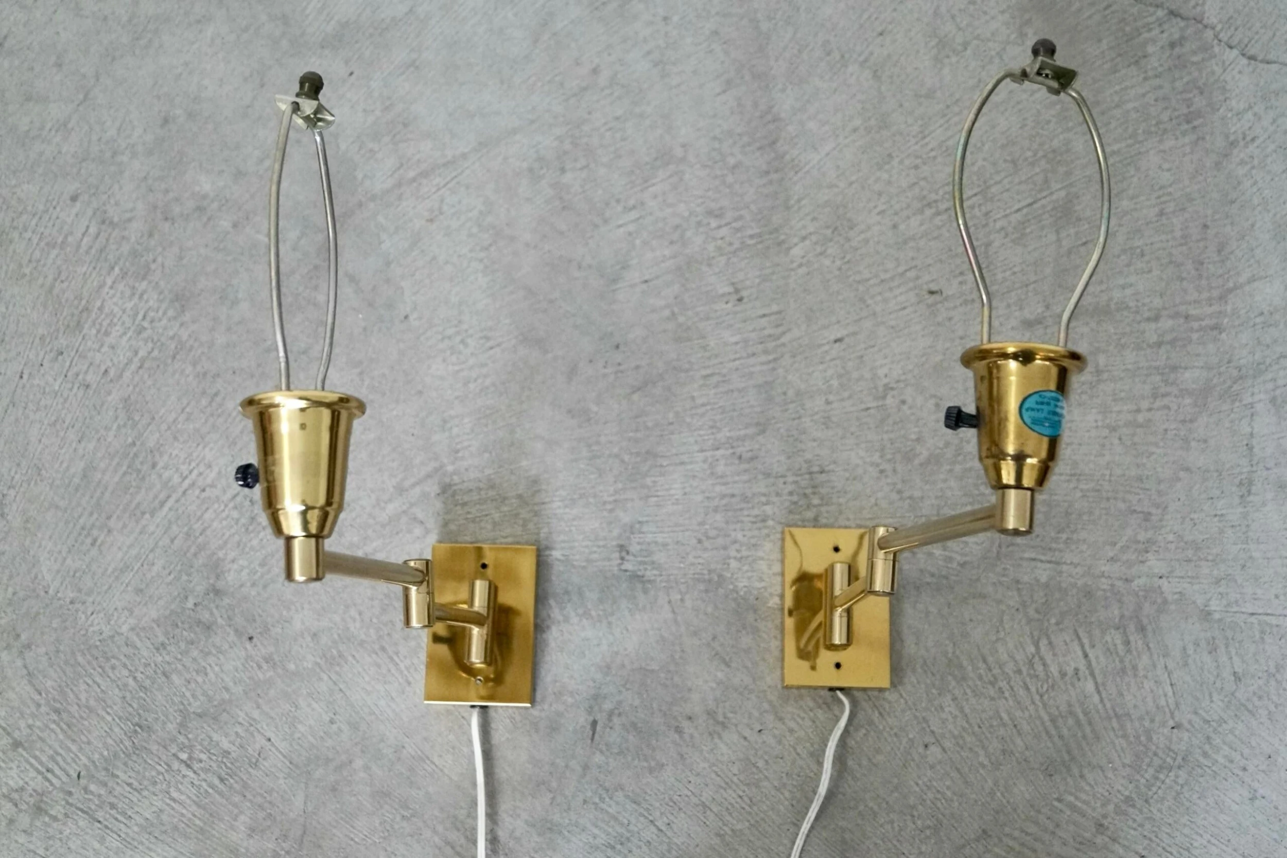 1970's Vintage Hollywood Regency Brass Swing Arm Sconces - A Pair 2 1970's Vintage Hollywood Regency Brass Swing Arm Sconces - A Pair - Image 2