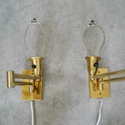 1970's Vintage Hollywood Regency Brass Swing Arm Sconces - A Pair 12 1970's Vintage Hollywood Regency Brass Swing Arm Sconces - A Pair -chairish shop 1970s vintage hollywood regency brass swing arm sconces a pair 3643 scaled