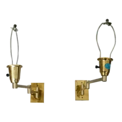 1970's Vintage Hollywood Regency Brass Swing Arm Sconces - A Pair
