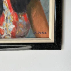 1970's Vintage L. Yolub Japanese Woman Oil Portrait Painting, Frame -chairish shop 1970s vintage l yolub japanese woman oil portrait painting frame 0539 scaled