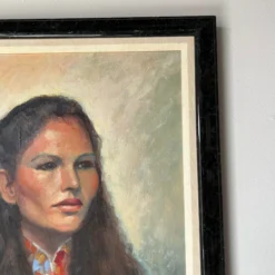 1970's Vintage L. Yolub Japanese Woman Oil Portrait Painting, Frame -chairish shop 1970s vintage l yolub japanese woman oil portrait painting frame 0676 scaled