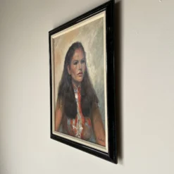 1970's Vintage L. Yolub Japanese Woman Oil Portrait Painting, Frame -chairish shop 1970s vintage l yolub japanese woman oil portrait painting frame 3667 scaled