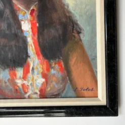 1970's Vintage L. Yolub Japanese Woman Oil Portrait Painting, Frame -chairish shop 1970s vintage l yolub japanese woman oil portrait painting frame 7574 scaled