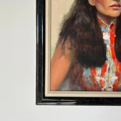 1970's Vintage L. Yolub Japanese Woman Oil Portrait Painting, Frame -chairish shop 1970s vintage l yolub japanese woman oil portrait painting frame 9715 scaled