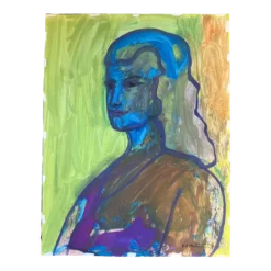 1970’s Vintage Original E.J.Hartmann Original Large Abstract Portrait Painting Signed