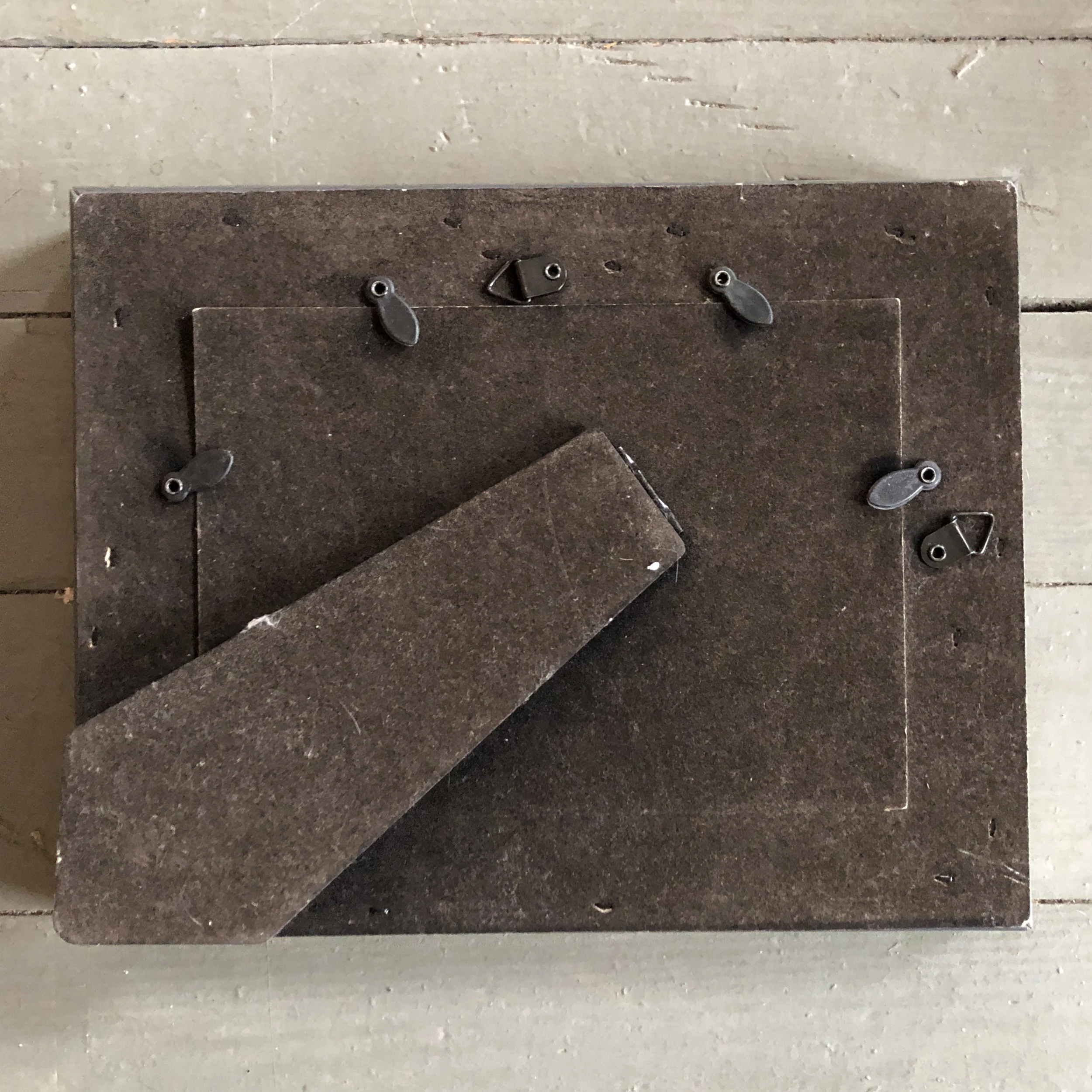 1970’s Vintage Seascape Small Abstract Watercolor Painting Mirrored Vintage Tabletop Frame - Image 3