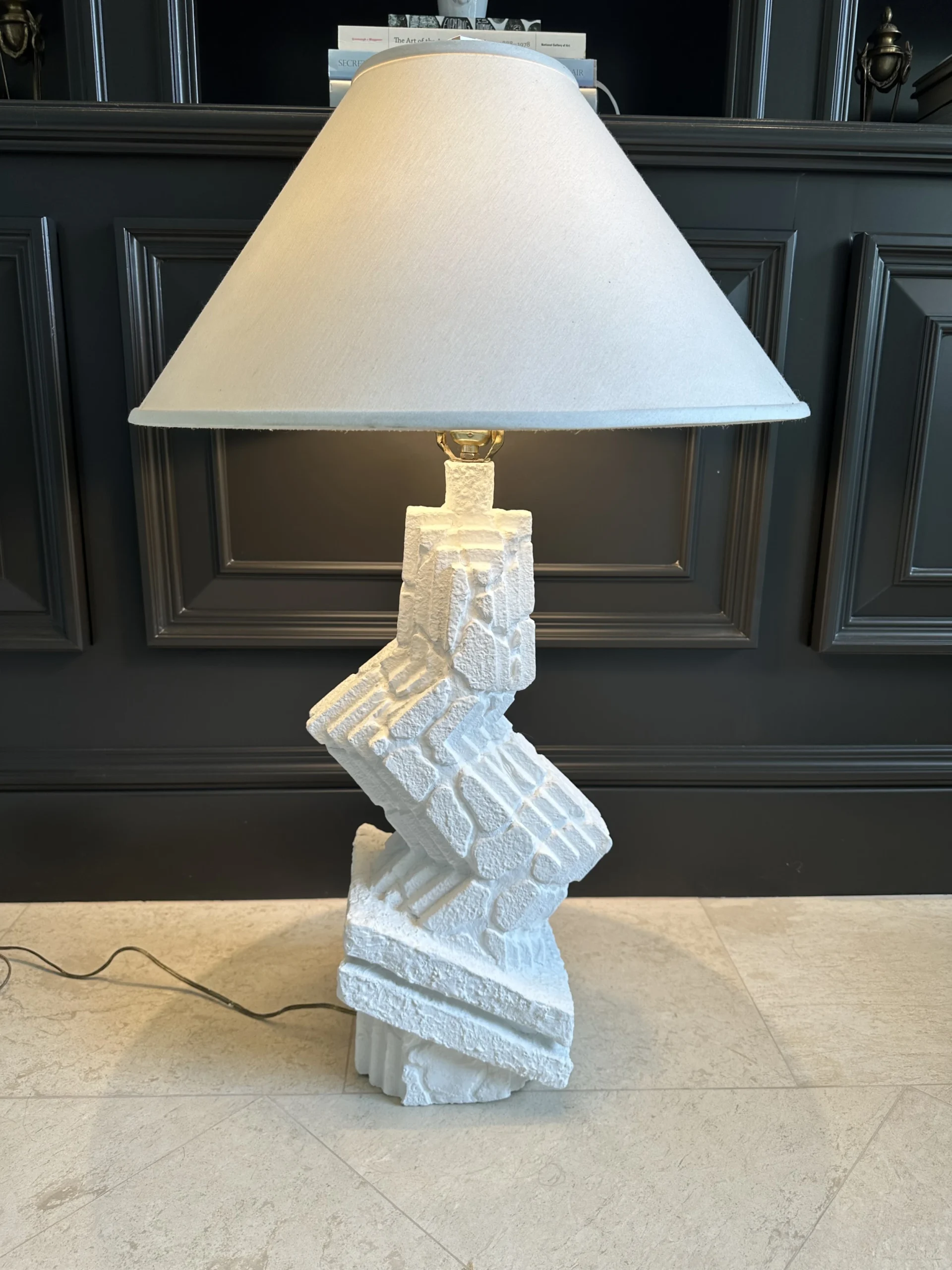 1970’s Vintage Zig Zag Plaster Table Lamp By Ziggaraut 5 1970’s Vintage Zig Zag Plaster Table Lamp By Ziggaraut - Image 5