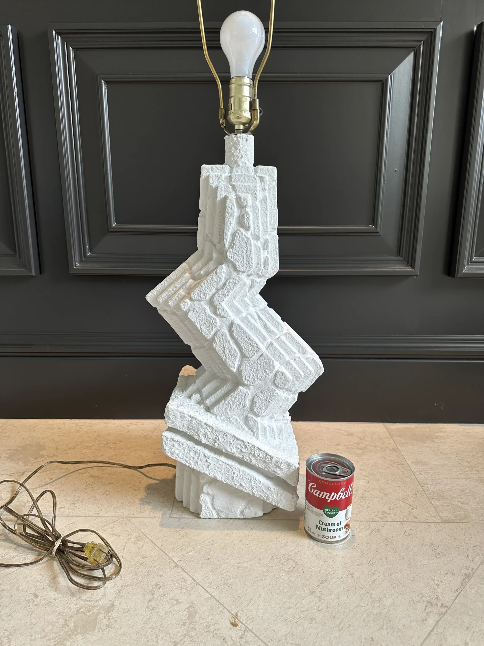 1970’s Vintage Zig Zag Plaster Table Lamp By Ziggaraut 2 1970’s Vintage Zig Zag Plaster Table Lamp By Ziggaraut - Image 2