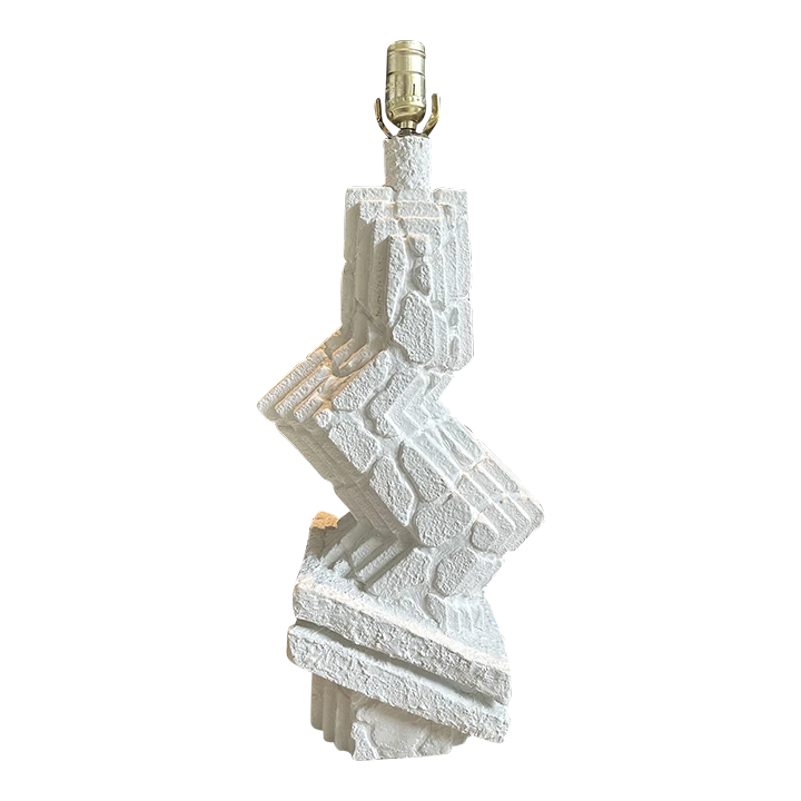 1970’s Vintage Zig Zag Plaster Table Lamp By Ziggaraut 1 1970’s Vintage Zig Zag Plaster Table Lamp By Ziggaraut