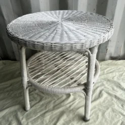 1970's Wicker Side Table 15 1970's Wicker Side Table -chairish shop 1970s wicker side table 1786 scaled