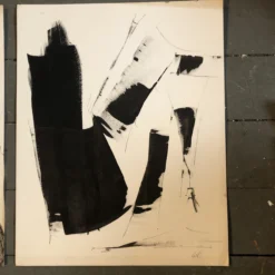 1980’s 2 Original Abstract Paintings Black & White Signed Licht- A Pair -chairish shop 1980s 2 original abstract paintings black and white signed licht a pair 7563
