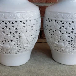 1980's, Chinese Blanc De Chine Reticulated White Ginger Jars- - A Pair -chairish shop 1980s chinese blanc de chine reticulated white ginger jars a pair 1364 scaled
