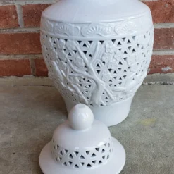 1980's, Chinese Blanc De Chine Reticulated White Ginger Jars- - A Pair -chairish shop 1980s chinese blanc de chine reticulated white ginger jars a pair 1527 scaled