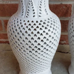 1980's, Chinese Blanc De Chine Reticulated White Vases- - A Pair -chairish shop 1980s chinese blanc de chine reticulated white vases a pair 9922 scaled