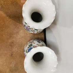 1980's Chinoiserie Floor Vases On Stands - A Pair -chairish shop 1980s chinoiserie floor vases on stands a pair 0068 scaled