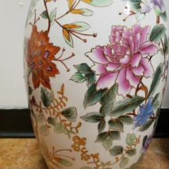 1980's Chinoiserie Floor Vases On Stands - A Pair -chairish shop 1980s chinoiserie floor vases on stands a pair 2063 scaled