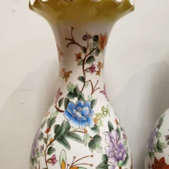 1980's Chinoiserie Floor Vases On Stands - A Pair -chairish shop 1980s chinoiserie floor vases on stands a pair 2740 scaled