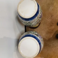 1980's Chinoiserie Floor Vases On Stands - A Pair -chairish shop 1980s chinoiserie floor vases on stands a pair 5764 scaled