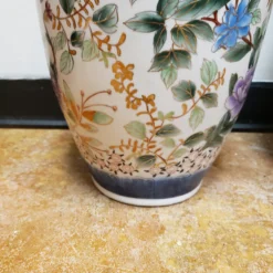 1980's Chinoiserie Floor Vases On Stands - A Pair -chairish shop 1980s chinoiserie floor vases on stands a pair 9522 scaled