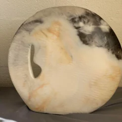 1980's Christine LePage Large Disc Ceramic Sculpture With Female Side View -chairish shop 1980s christine lepage large disc ceramic sculpture with female side view 1535