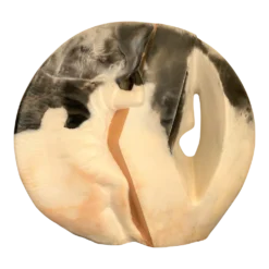 1980's Christine LePage Large Disc Ceramic Sculpture With Female Side View -chairish shop 1980s christine lepage large disc ceramic sculpture with female side view 8625