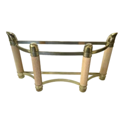 1980's Designer Brass And Wood Elephant Trunk Style Console Table Base