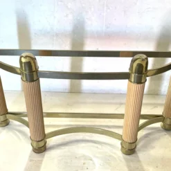 1980's Designer Brass And Wood Elephant Trunk Style Console Table Base -chairish shop 1980s designer brass and wood elephant trunk style console table base 7419 scaled