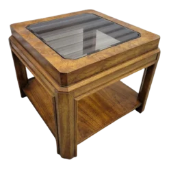 1980’s Gordon’s Art Deco Revival Burl Wood Coffee Cocktail Table