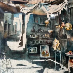 1980's Gustave Wander Impressionist Watercolor Painting -chairish shop 1980s gustave wander impressionist watercolor painting 3672 scaled