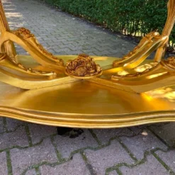 1980's Italian Baroque/ Rococo Style Centre Table In Gold Leaf Beech And Pink Marble Top -chairish shop 1980s italian baroque rococo style centre table in gold leaf beech and pink marble top 7458