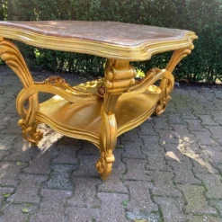 1980's Italian Baroque/ Rococo Style Centre Table In Gold Leaf Beech And Pink Marble Top -chairish shop 1980s italian baroque rococo style centre table in gold leaf beech and pink marble top 9800