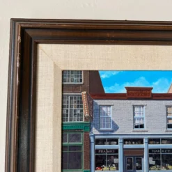 1980's Lan A. Carter Modernist Architectural Street Scene Oil Painting, Framed -chairish shop 1980s lan a carter modernist architectural street scene oil painting framed 6934 scaled