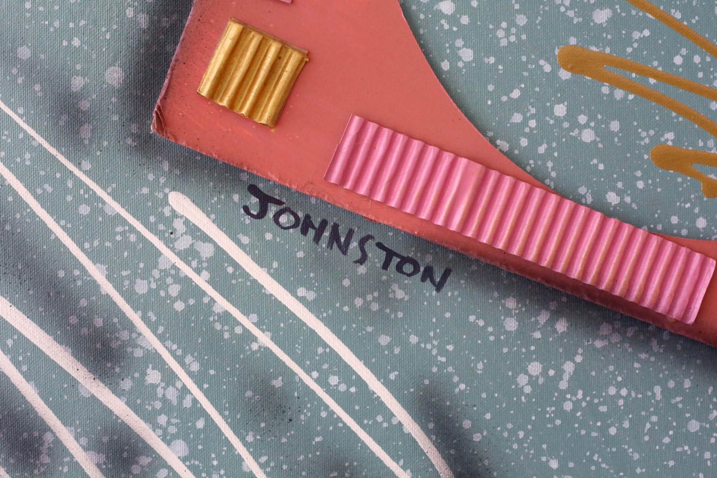 1980's Large Abstract Geometric Mixed-Media Shadow Box Painting By Johnston 8 1980's Large Abstract Geometric Mixed-Media Shadow Box Painting By Johnston - Image 8