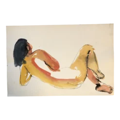 1980’s Original Abstract Female Nude Watercolor Painting 12 X 18