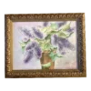1980’s Original Primitive Folk Art Lilacs Watercolor Painting Ornate Frame